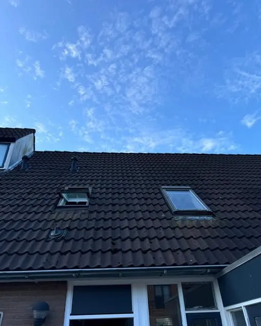 Dakvlak met nieuw geplaatste dakramen